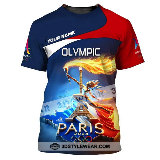 Unisex Shirt, Custom Name Olympic T-Shirt, Olympic Paris 2024 Hoodie Long Sleeve Shirt style option 3