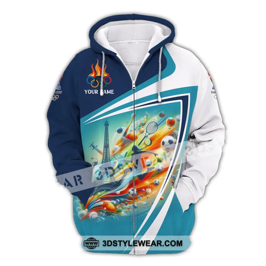 Unisex Shirt, Custom Name Olympic T-Shirt, Olympic Paris 2024 Hoodie Long Sleeve Shirt style option 3