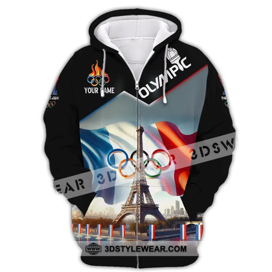 Unisex Shirt, Custom Name Olympic T-Shirt, Olympic Paris 2024 Hoodie Long Sleeve Shirt style option 4
