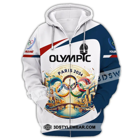 Unisex Shirt, Custom Name Olympic T-Shirt, Olympic Paris 2024 Hoodie Long Sleeve Shirt style option 4