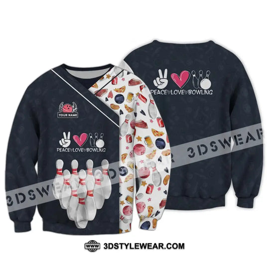 Unisex Shirt - Custom Name Shirt, Peace Love Bowling Shirt style option 4