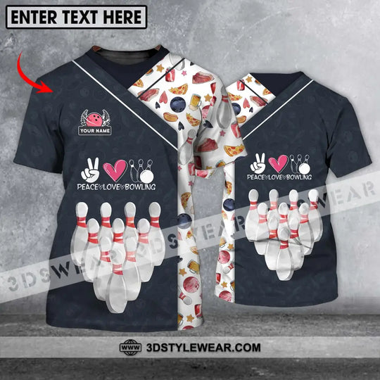 Unisex Shirt - Custom Name Shirt, Peace Love Bowling Shirt style option 1