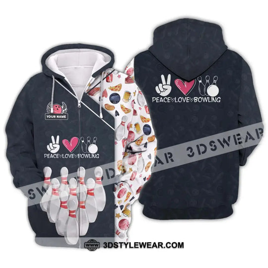 Unisex Shirt - Custom Name Shirt, Peace Love Bowling Shirt style option 2