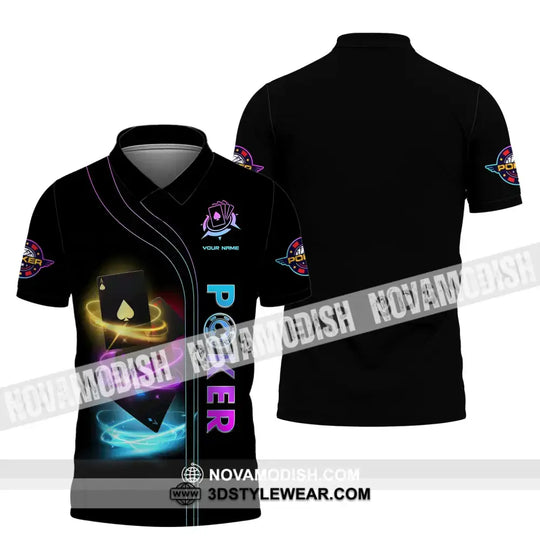 Unisex Shirt, Custom Name Poker Shirt, Poker Polo Long Sleeve Shirt, Casino T-Shirt style option 4