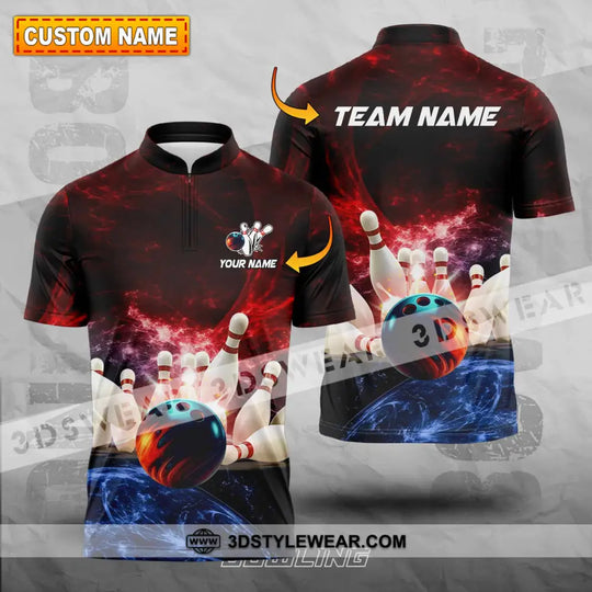 Unisex Shirt - Custom Name Shirt Red Bowling style option 1