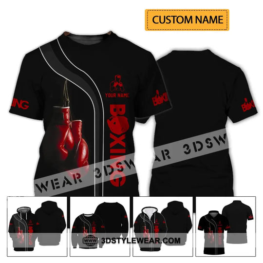 Unisex Shirt - Custom Name Shirt - Red Boxing Gloves Shirt style option 2