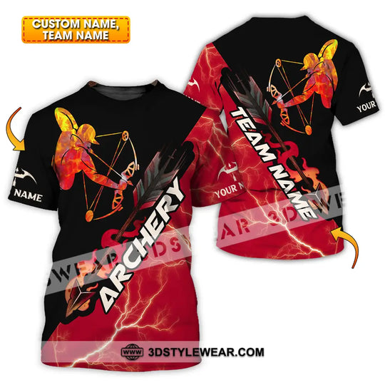 Unisex Shirt - Custom Name Red Fire Archery Shirt style option 1