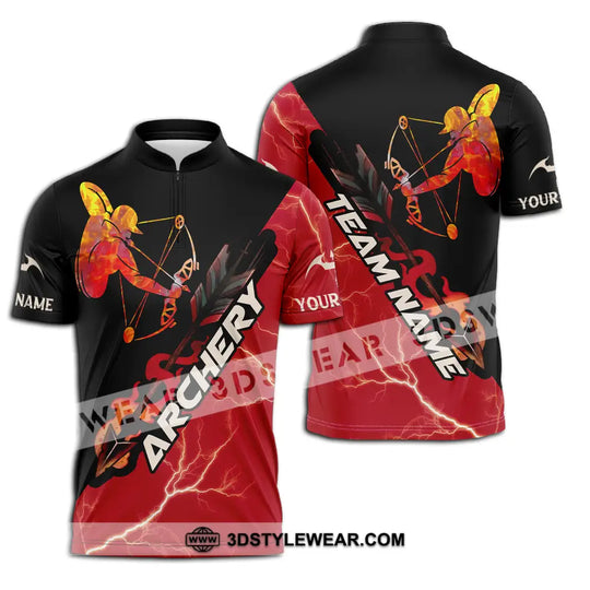 Unisex Shirt - Custom Name Red Fire Archery Shirt style option 2