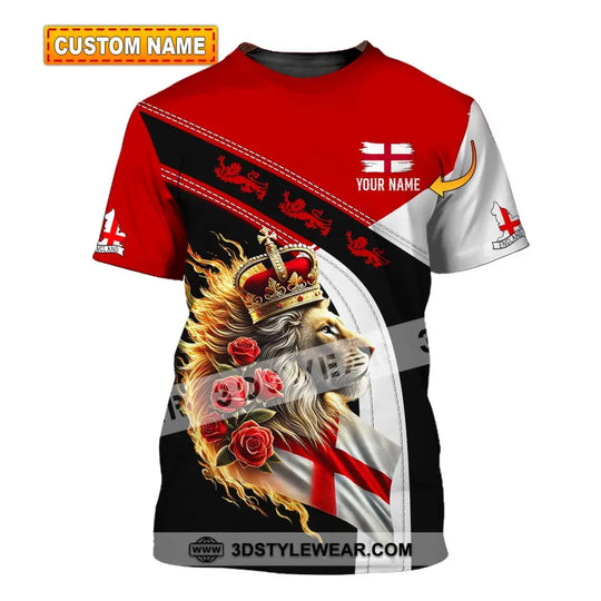 Unisex Shirt - Custom Name Rose Lion England Shirt style option 1
