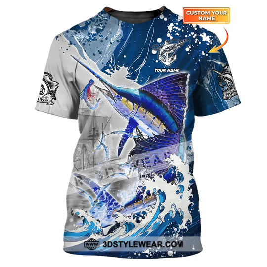 Unisex Shirt, Custom Name Sailfish Fishing Shirt, Fishing Lover T-Shirt Long Sleeve Polo Shirt style option 1