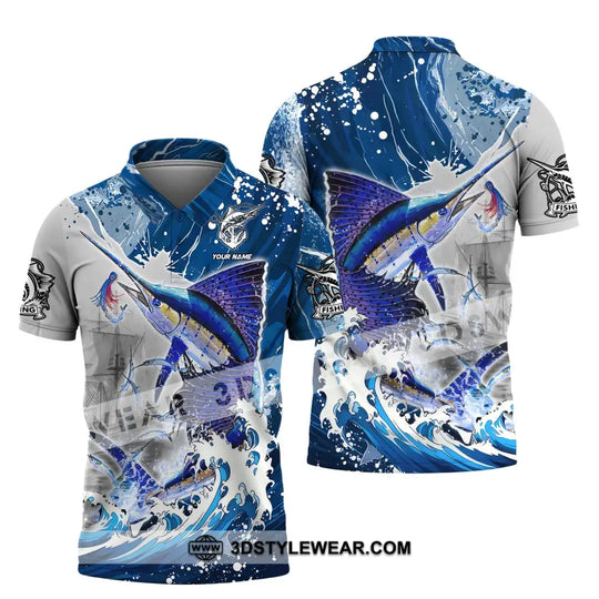 Unisex Shirt, Custom Name Sailfish Fishing Shirt, Fishing Lover T-Shirt Long Sleeve Polo Shirt style option 4