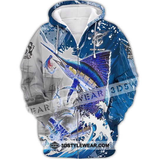 Unisex Shirt, Custom Name Sailfish Fishing Shirt, Fishing Lover T-Shirt Long Sleeve Polo Shirt style option 3