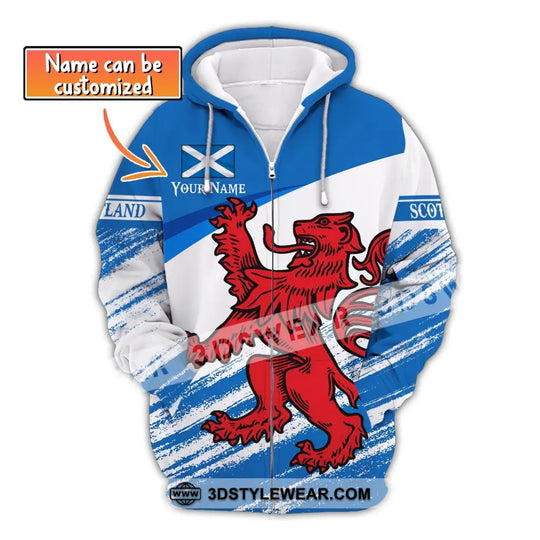 Unisex Shirt, Custom Name Scotland Zipper Hoodie, Scotland Love Shirt, Scotland Lover T-Shirt style option 2