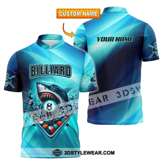 Unisex Shirt - Custom Name Shark Billiards Sport Shirt style option 1