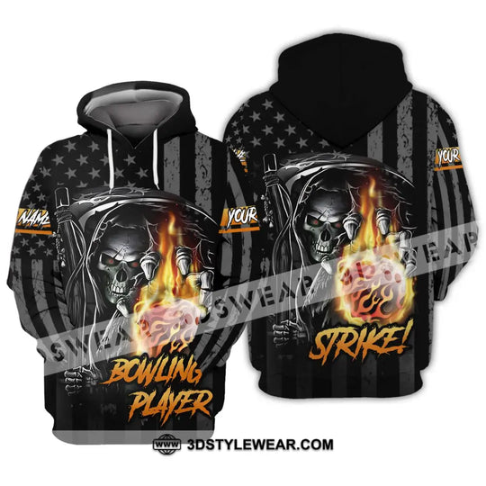 Unisex Shirt - Custom Name Skull Bowling Player Shirt style option 3