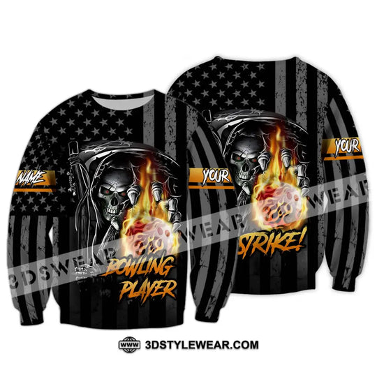 Unisex Shirt - Custom Name Skull Bowling Player Shirt style option 4