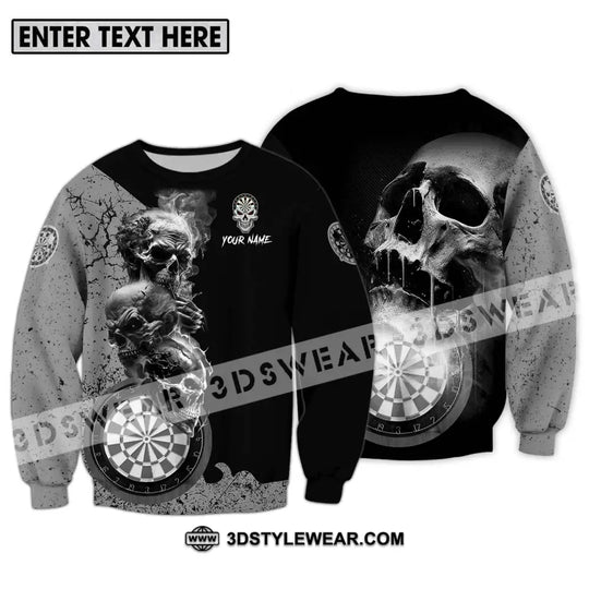 Unisex Shirt - Custom Name Smoking Skull Darts Shirt style option 4