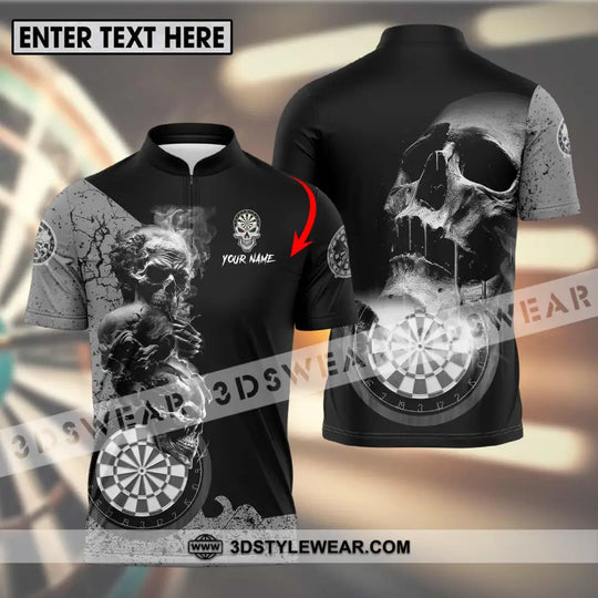 Unisex Shirt - Custom Name Smoking Skull Darts Shirt style option 1