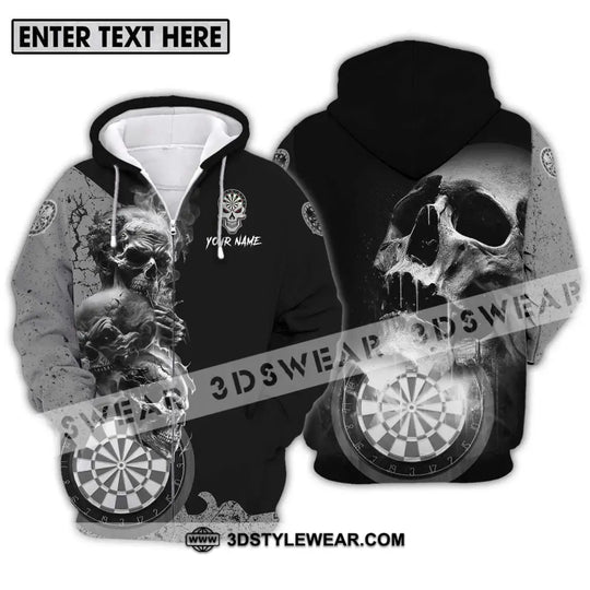Unisex Shirt - Custom Name Smoking Skull Darts Shirt style option 2