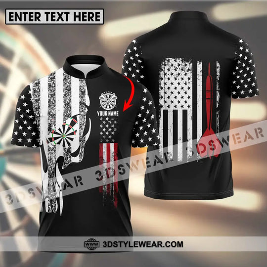 Unisex Shirt - Custom Name Sport Shirt, America Flag Darts style option 1