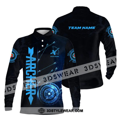 Unisex Shirt - Custom Name Sport Archery Player Long Sleeve Polo / S T-Shirt