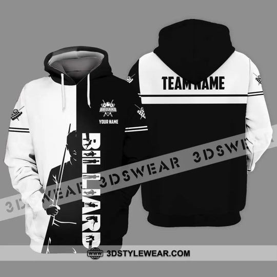 Unisex Shirt - Custom Name Sport Shirt, Billiard Classic Black And White style option 3