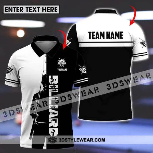Unisex Shirt - Custom Name Sport Billiard Classic Black And White T-Shirt