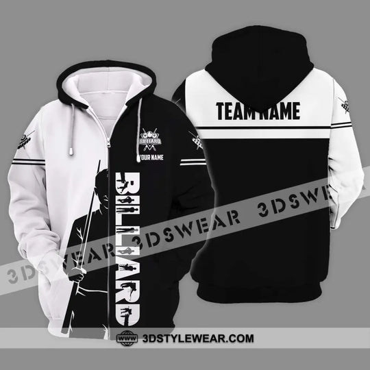 Unisex Shirt - Custom Name Sport Shirt, Billiard Classic Black And White style option 2