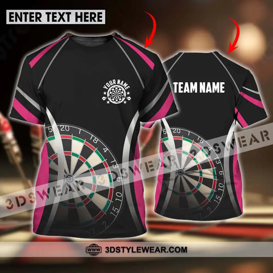 Unisex Shirt - Custom Name Sport Shirt, Black Pink Darts style option 1