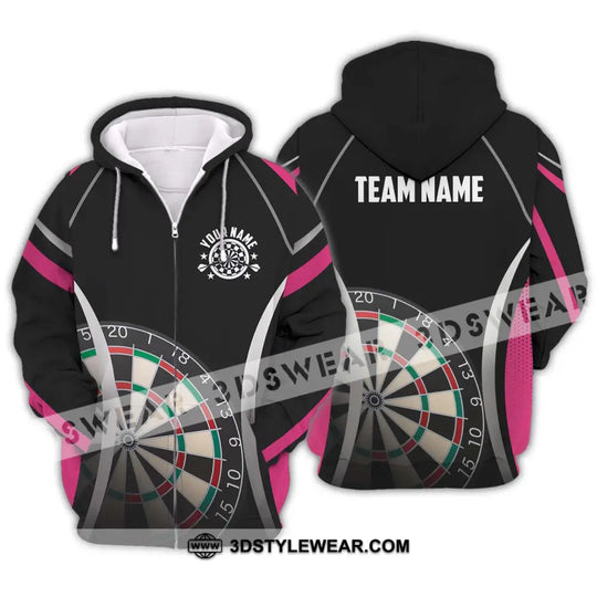 Unisex Shirt - Custom Name Sport Shirt, Black Pink Darts style option 2