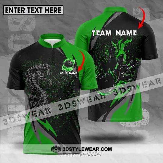 Unisex Shirt - Custom Name Sport Shirt, Black Snake Bowling style option 1