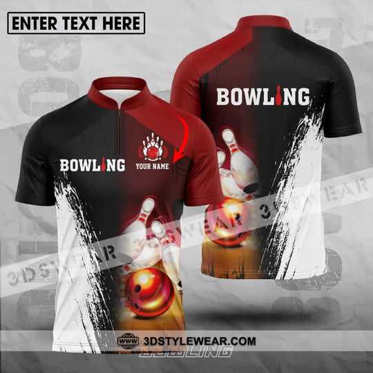 Unisex Shirt - Custom Name Sport Shirt, Bowling Red Ball style option 1