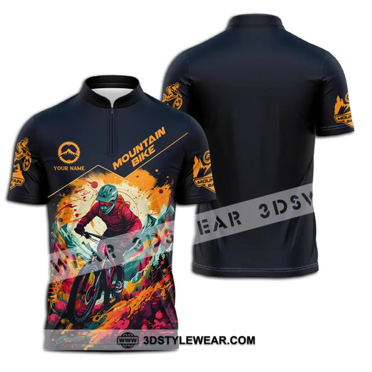 Unisex Shirt - Custom Name Sport Shirt, Drawing Mountain Biker style option 2