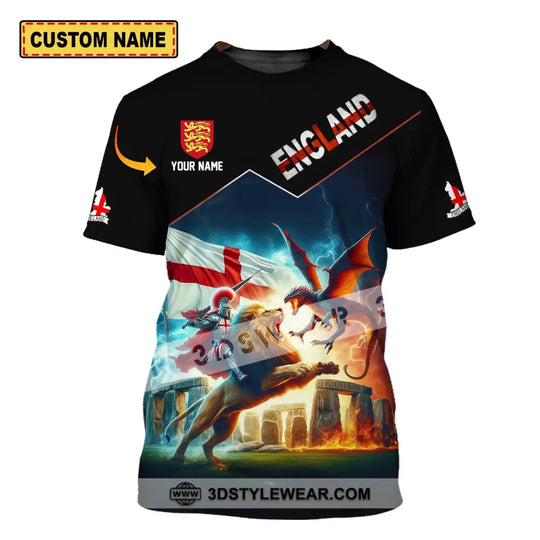 Unisex Shirt - Custom Name Sport Shirt - England Hero style option 1