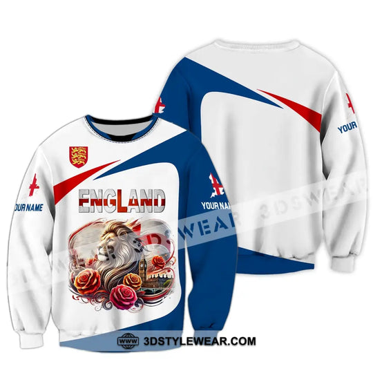 Unisex Shirt - Custom Name Sport Shirt, England Lion Roses style option 4