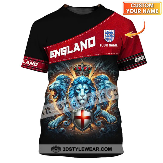 Unisex Shirt - Custom Name Sport Shirt, England Three Lions style option 1