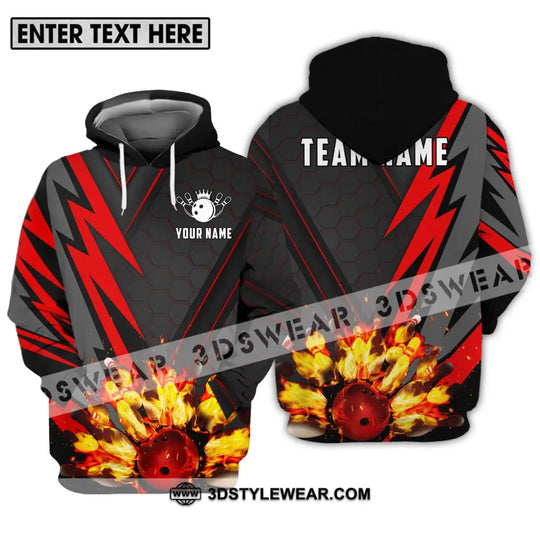 Unisex Shirt - Custom Name Sport Shirt, Fire Bowling Pins And Ball style option 3