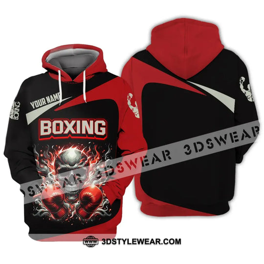 Unisex Shirt - Custom Name Sport Shirt, Red Glove Boxing Skull style option 2
