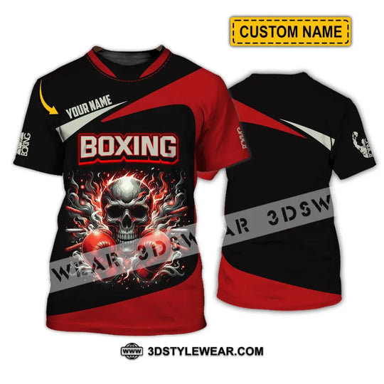 Unisex Shirt - Custom Name Sport Shirt, Red Glove Boxing Skull style option 1