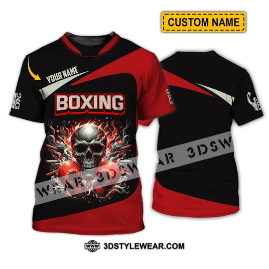 Unisex Shirt - Custom Name Sport Shirt, Red Glove Boxing Skull style option 1