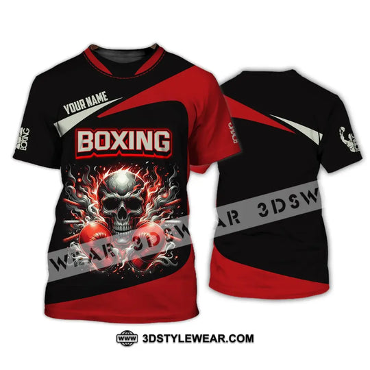 Unisex Shirt - Custom Name Sport Shirt, Red Glove Boxing Skull style option 4