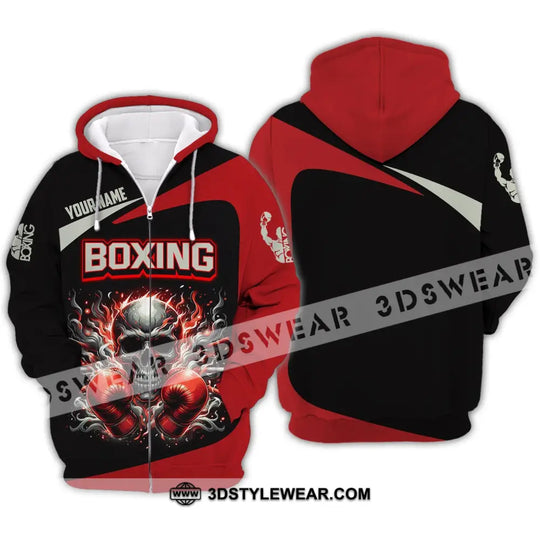 Unisex Shirt - Custom Name Sport Shirt, Red Glove Boxing Skull style option 3