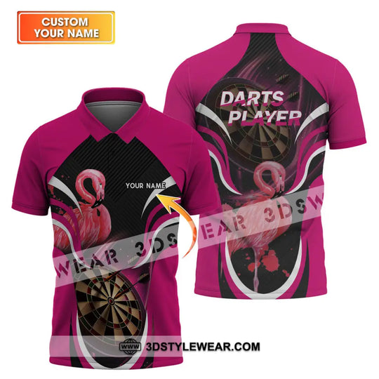 Unisex Shirt - Custom Name T-Shirt, Darts Player Flamingo style option 1