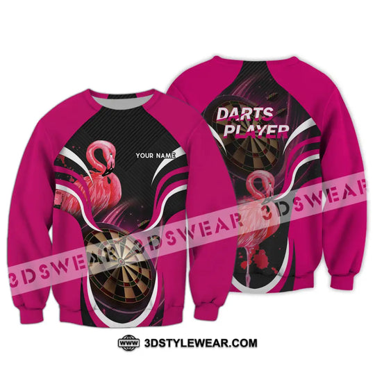 Unisex Shirt - Custom Name T-Shirt, Darts Player Flamingo style option 3