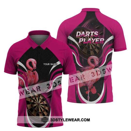Unisex Shirt - Custom Name T-Shirt, Darts Player Flamingo style option 4