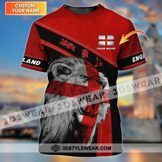 Unisex Shirt - Custom Name T-Shirt, England Red Lion And Roses style option 1
