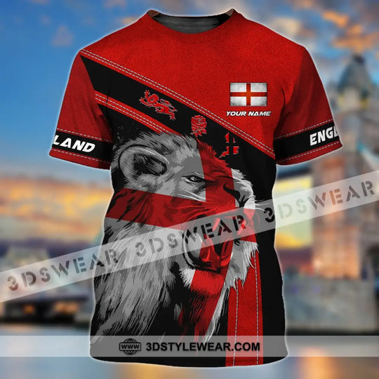 Unisex Shirt - Custom Name T-Shirt, England Red Lion And Roses style option 2