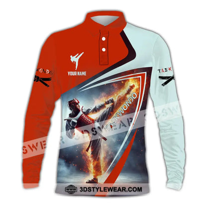 Unisex Shirt Custom Name Taekwondo Shirt Taekwondo Apparel Taekwondo Lover T-Shirt - Long Sleeve Polo / S - T-shirt