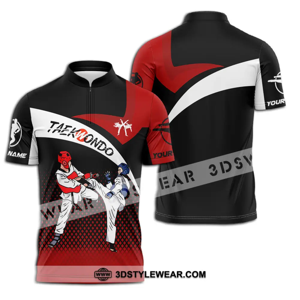 Unisex Shirt - Custom Name Shirt Taekwondo Fighters - Zipper Polo Shirt / S - T-shirt