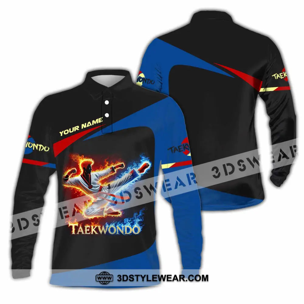 Unisex Shirt Custom Name Taekwondo Shirt Taekwondo Polo Long Sleeve Shirt - Long Sleeve Polo / S - T-shirt